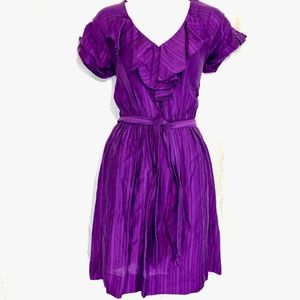 MAX & CLEO Purple Lined Pockets Dress & Belt sz 6